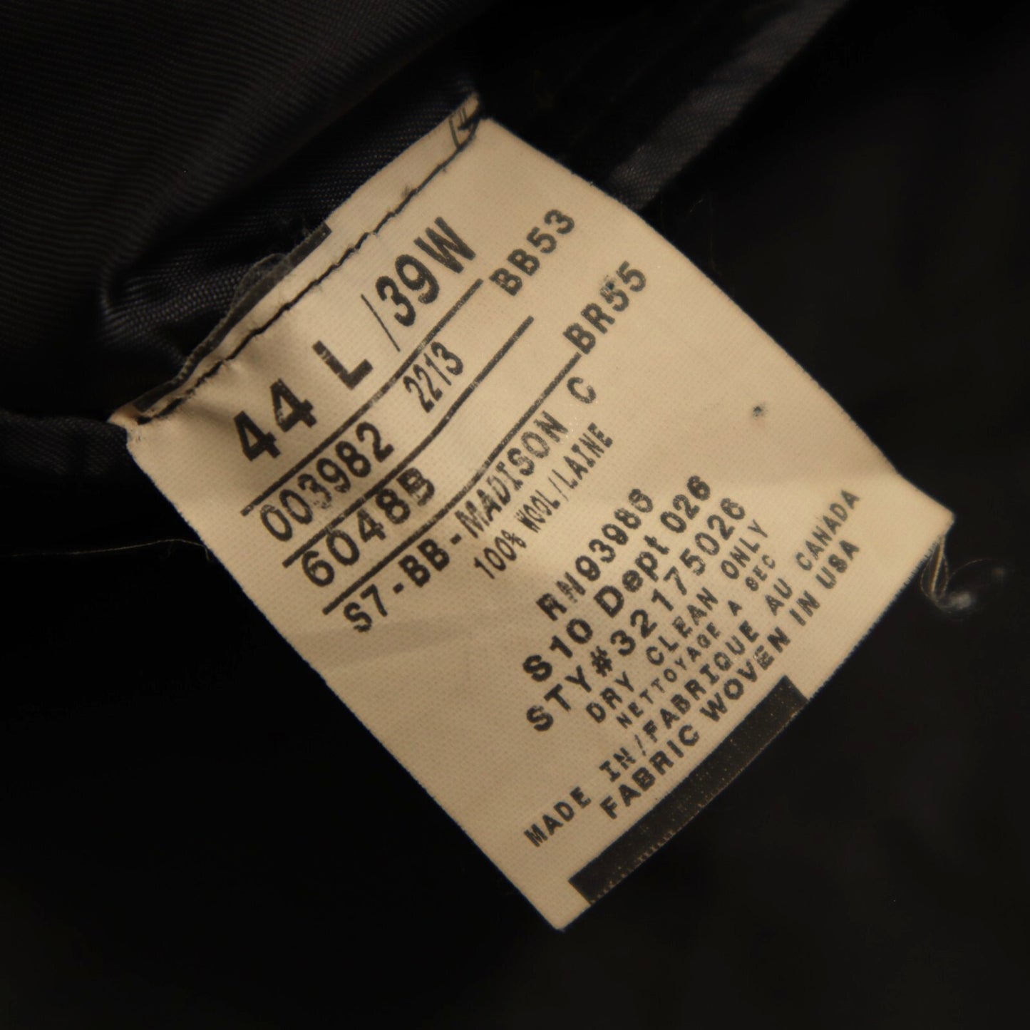 Brooks Brothers Madison X Saxxon 2 Piece Suit 44L Charcoal Tonal Striped Herringbone Pleated