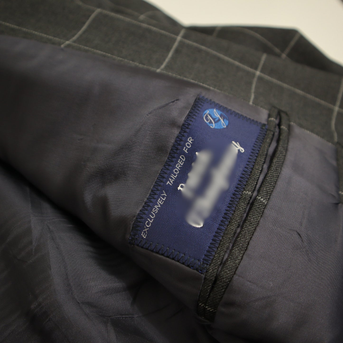 Bespoke Tom James X Holland Sherry 2 Piece Suit 40L Charcoal Windowpane Functional Cuffs Dual Vent