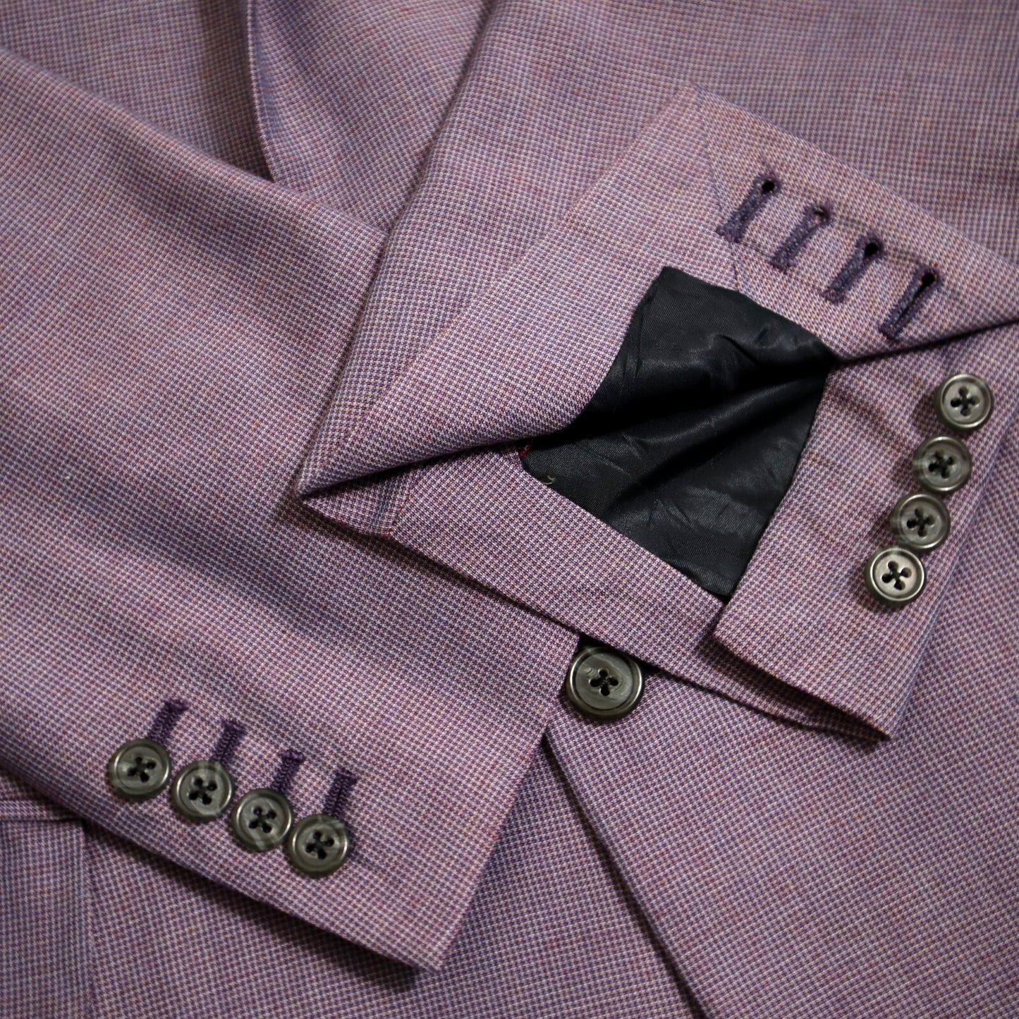 Bespoke Holland Sherry Sport Coat 44L Lavender Wool Functional Surgeon Cuff 2 ButtonBlazer