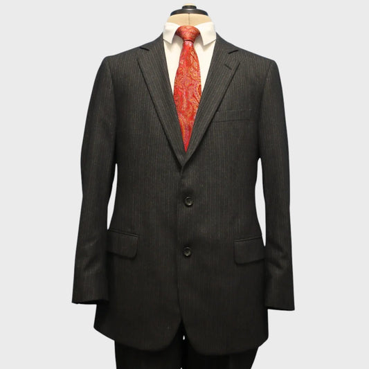 Brooks Brothers 1818 Fitzgerald 2 Piece Suit 43L Charcoal Flannel Wool Italy VBC
