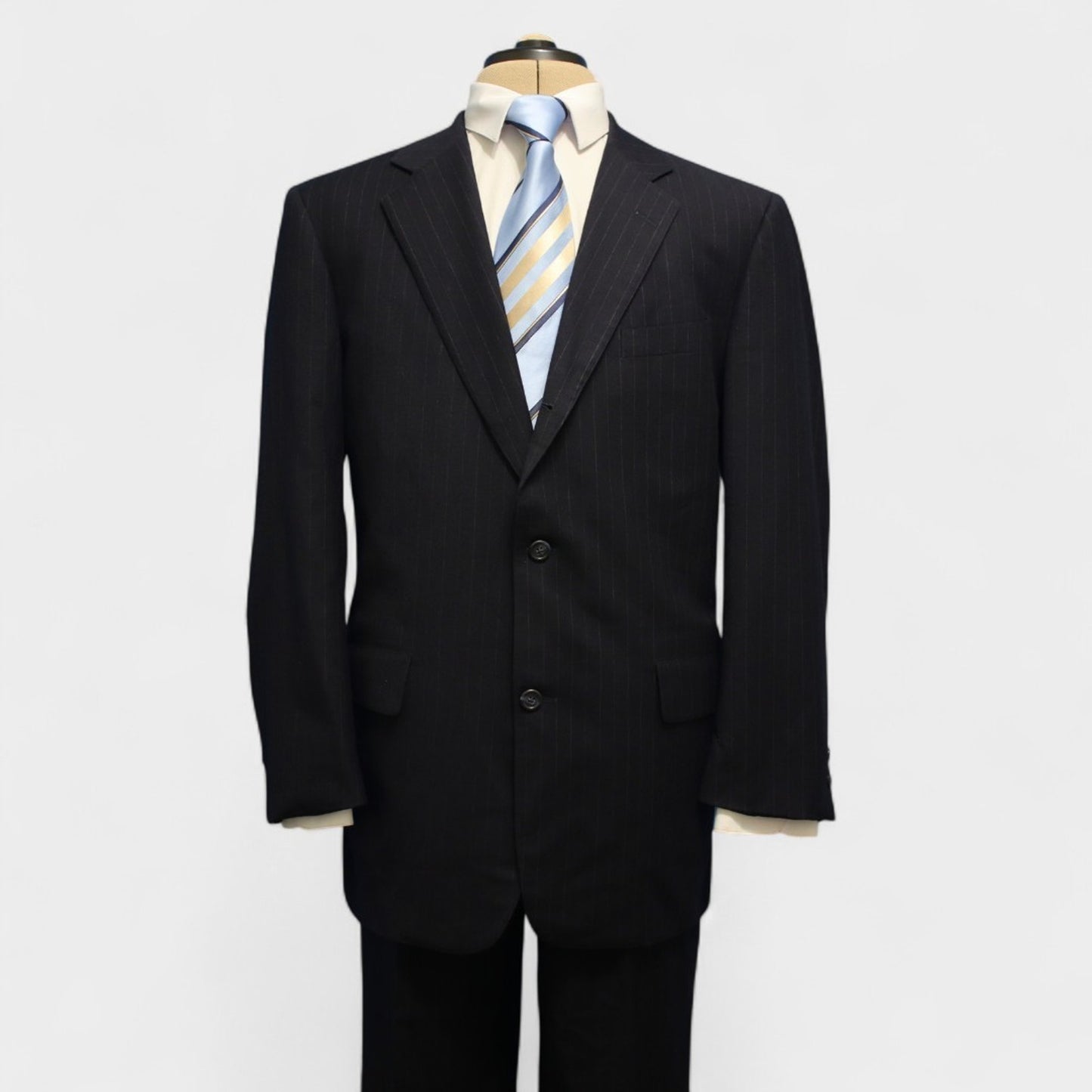 Brooks Brothers Makers 2 Piece Suit 41R Hand Tailored Charcoal Pinstripe Wool Front